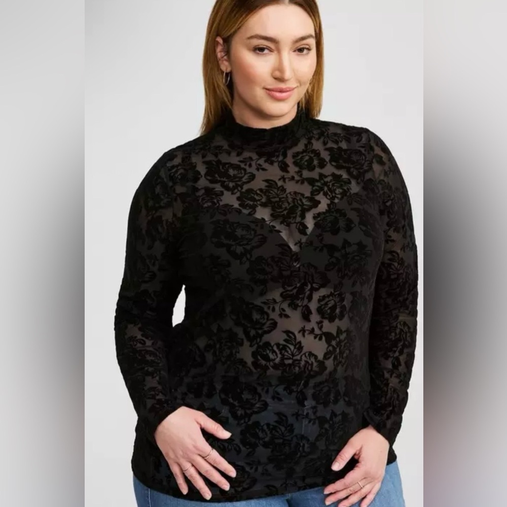 Torrid - Mesh Mock Neck Top